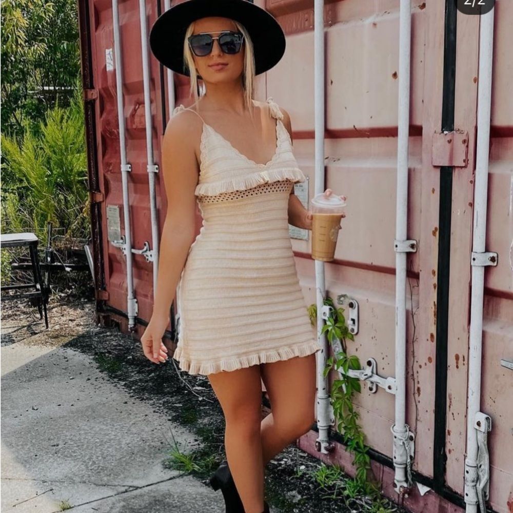 NWT Tan Crochet Mini Dress